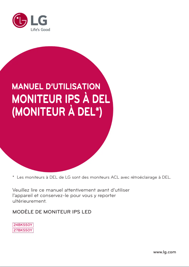 Page n°1 - Manuel utilisateur LG 27BK550Y-B