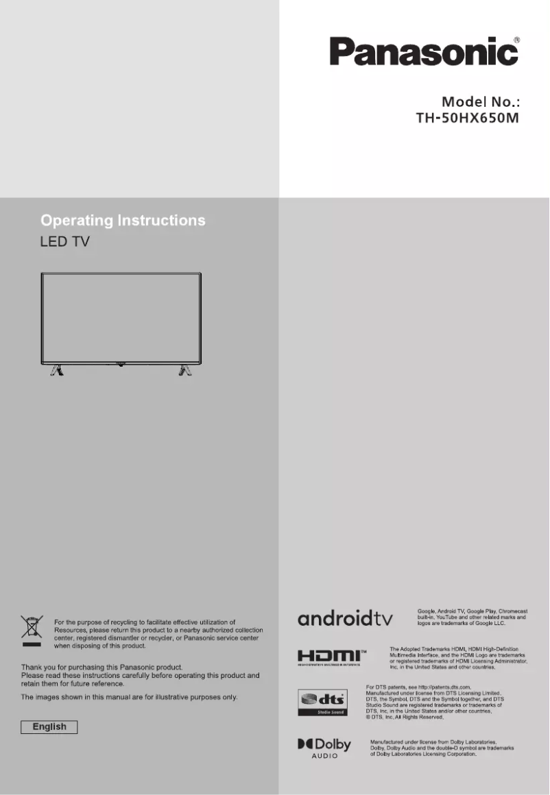 Image de la première page du manuel de l'appareil TH-50HX650M