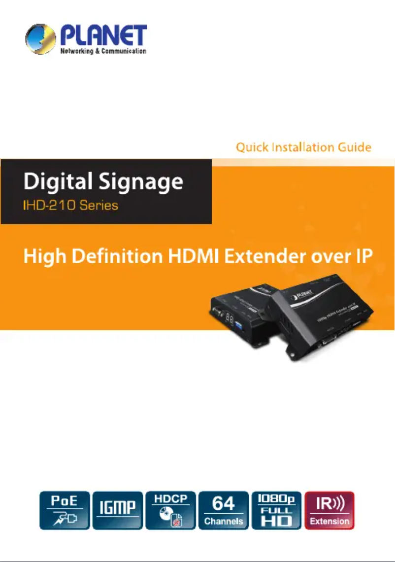 Página 1 del manual Manual de usuario Planet IHD-210PR