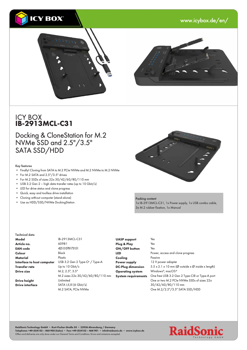 Image de la première page du manuel de l'appareil IB-2913MCL-C31
