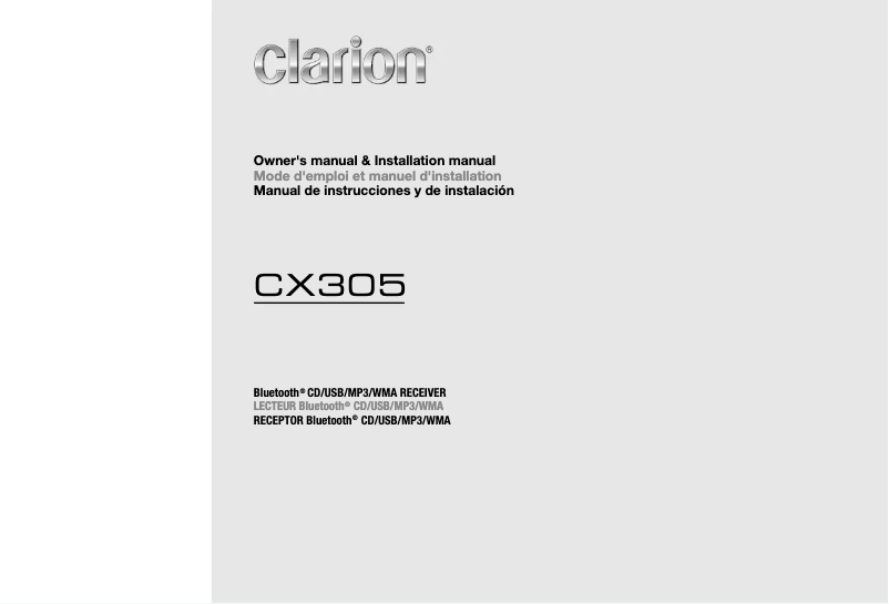 Page n°1 - Manuel utilisateur Clarion CX305