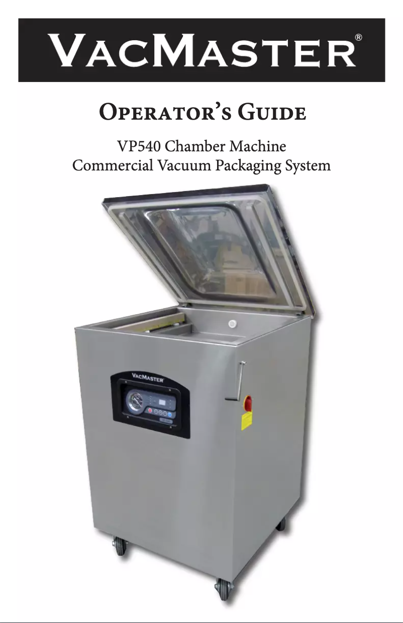 Page n°1 - Manuel utilisateur Vacmaster VP540