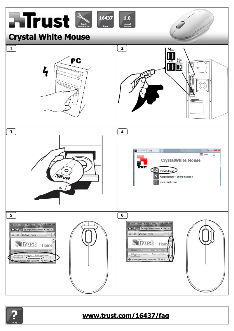 Page 1 de la notice Manuel utilisateur Trust CrystalWhite Mouse