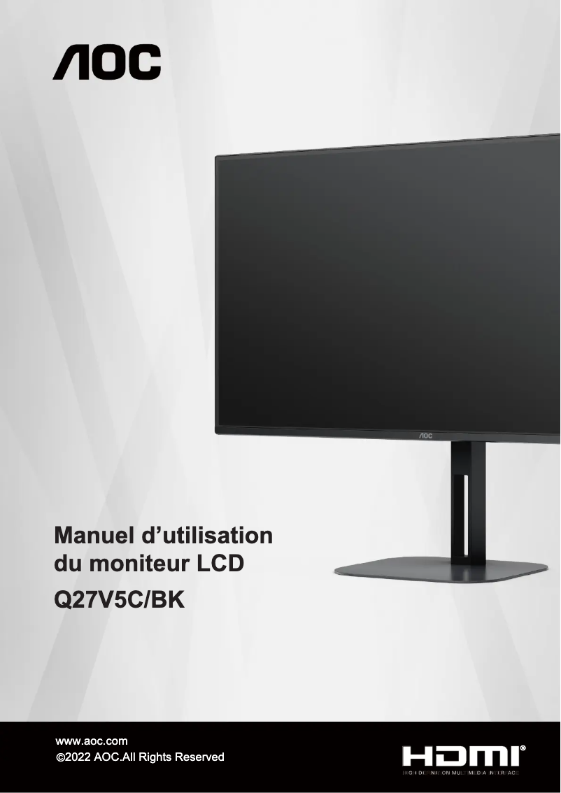 Page n°1 - Manuel utilisateur AOC Q27V5C