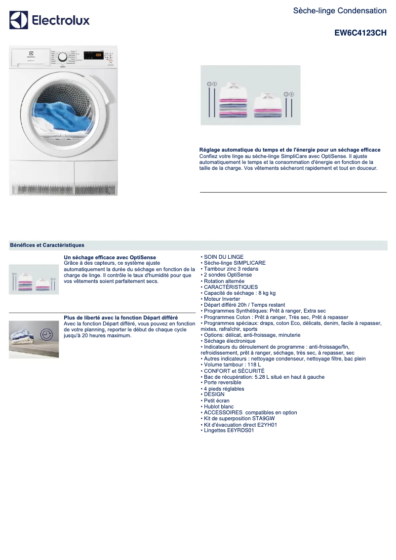Página 1 del manual Ficha técnica Electrolux EW6C4123CH