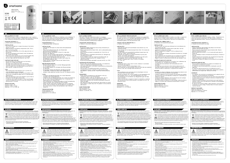 Page 1 de la notice Manuel utilisateur Smartwares SC86