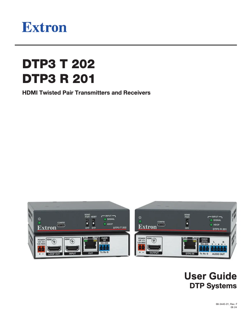 Page n°1 - Manuel utilisateur Extron DTP3 R 201
