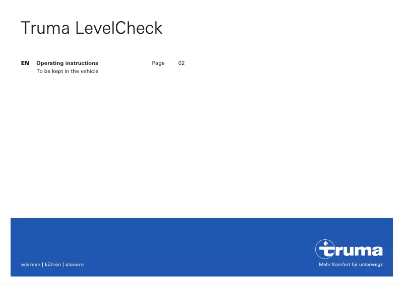 Page 1 de la notice Manuel utilisateur Truma LevelCheck