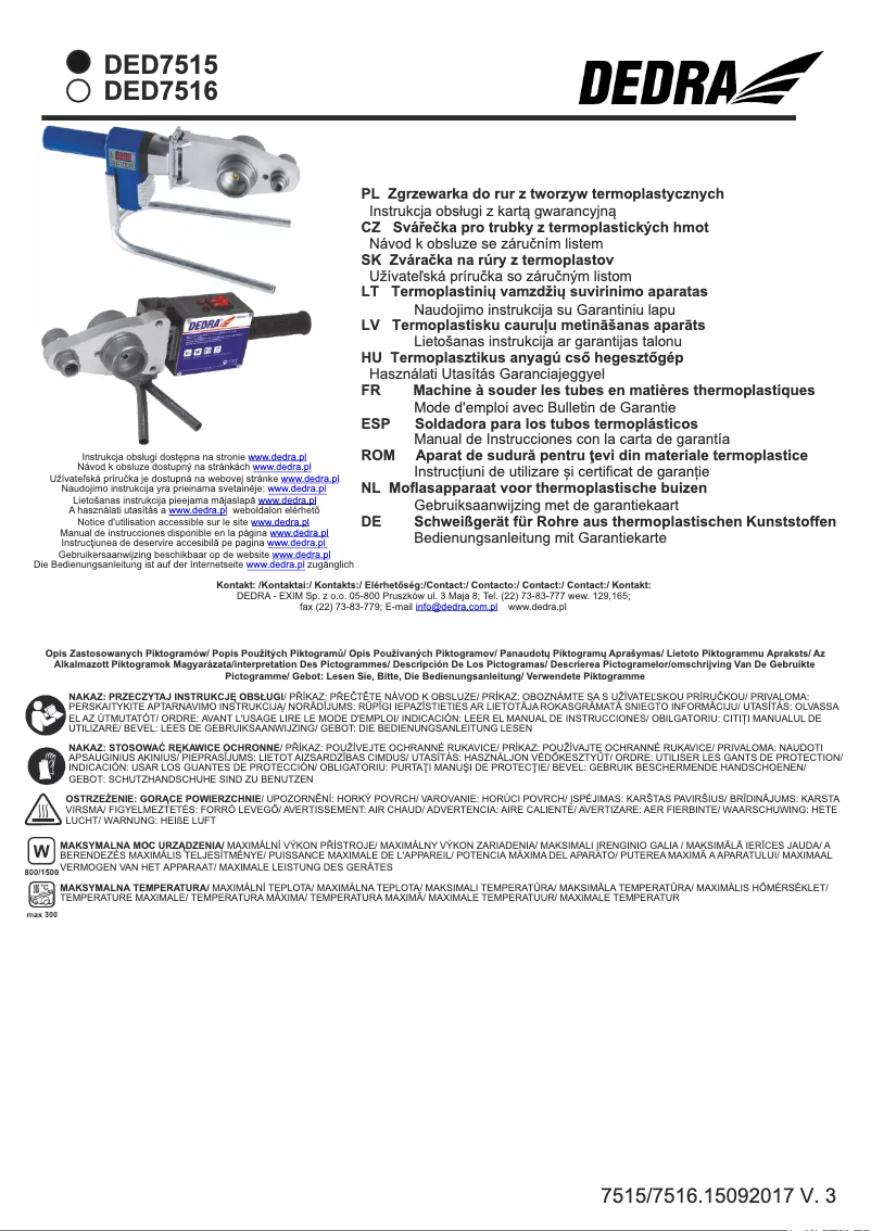 Page 1 de la notice Manuel utilisateur DEDRA DED7515