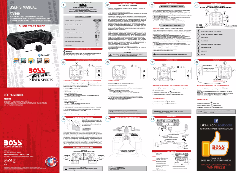 Page 1 of the manual User Manual Boss ATVB90