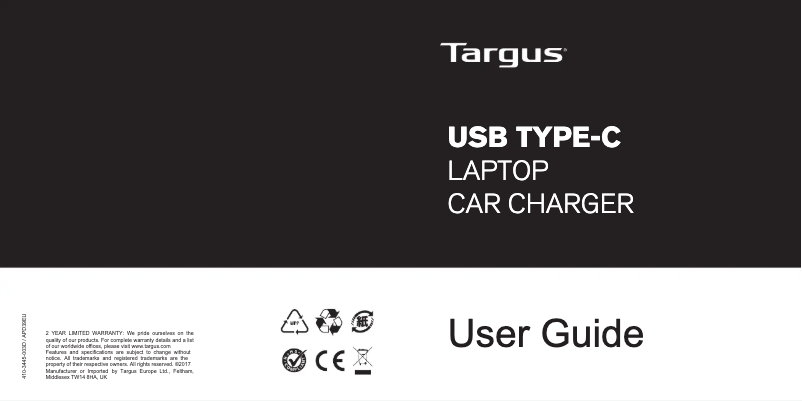 Page 1 de la notice Manuel utilisateur Targus APD39EU
