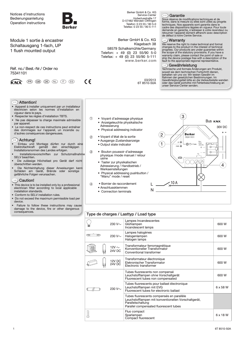 Imagen de la primera página del manual del dispositivo 75341101
