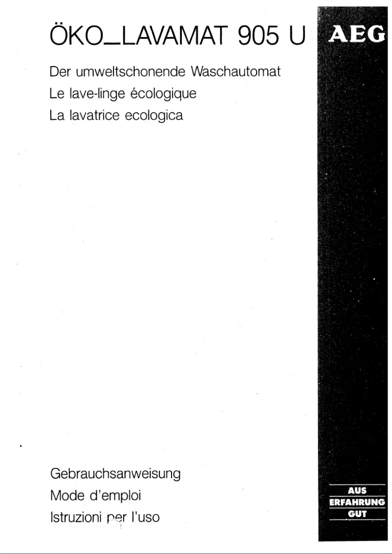 Page n°1 - Manuel utilisateur AEG Lavamat 905 U