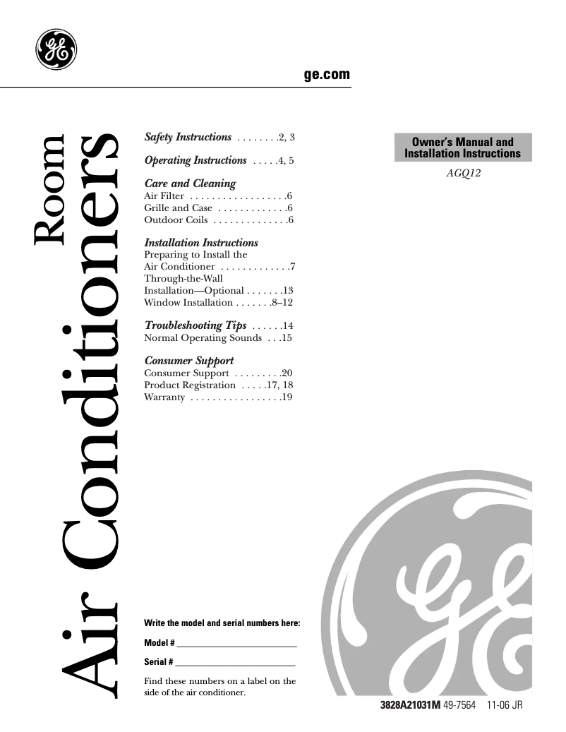 Image de la première page du manuel de l'appareil AGQ12DK