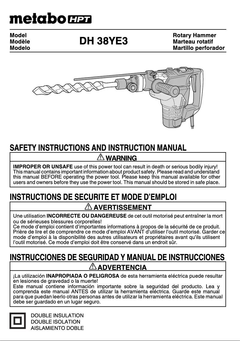 Página 1 del manual Manual de usuario HiKOKI DH38YE3