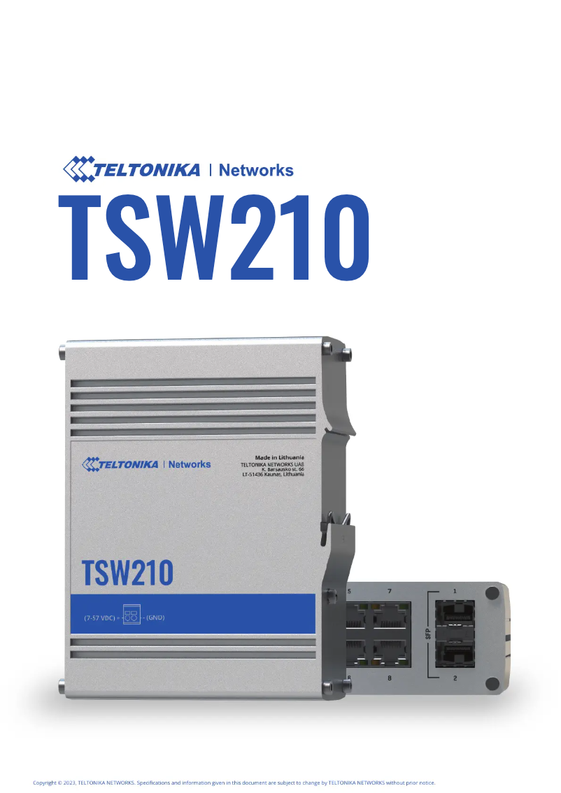Page n°1 - Guide de démarrage rapide Teltonika TSW210