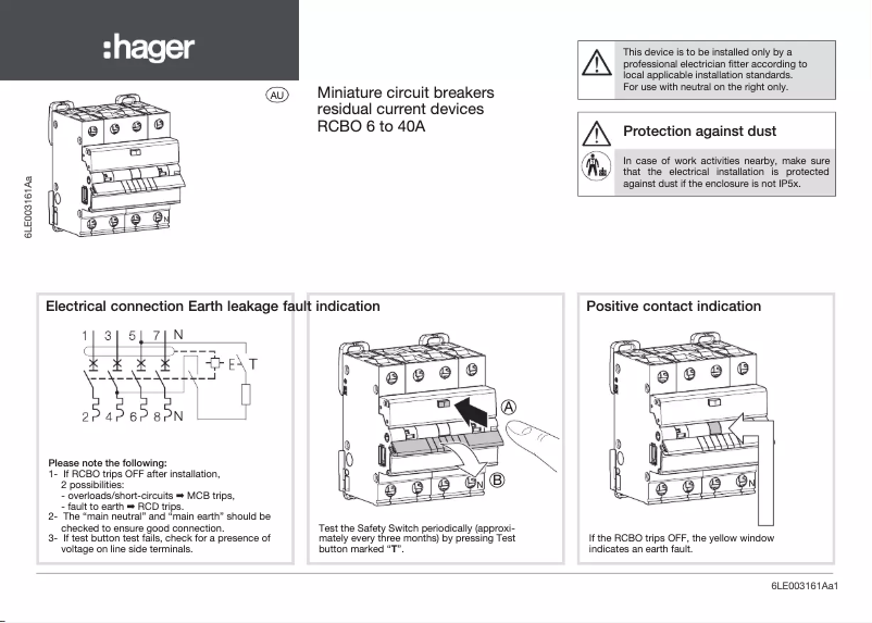 Page n°1 - Manuel utilisateur Hager AEX425T