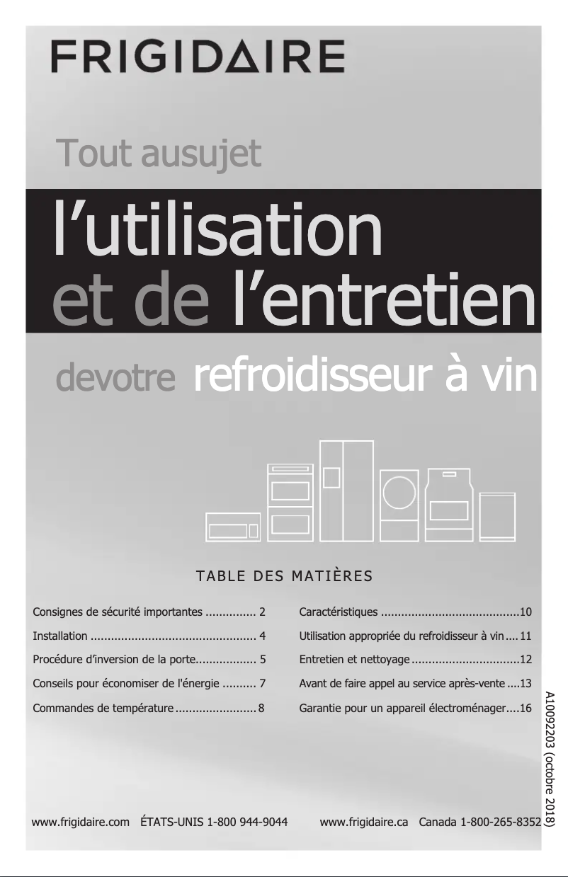 Image de la première page du manuel de l'appareil FGWC52L3TS