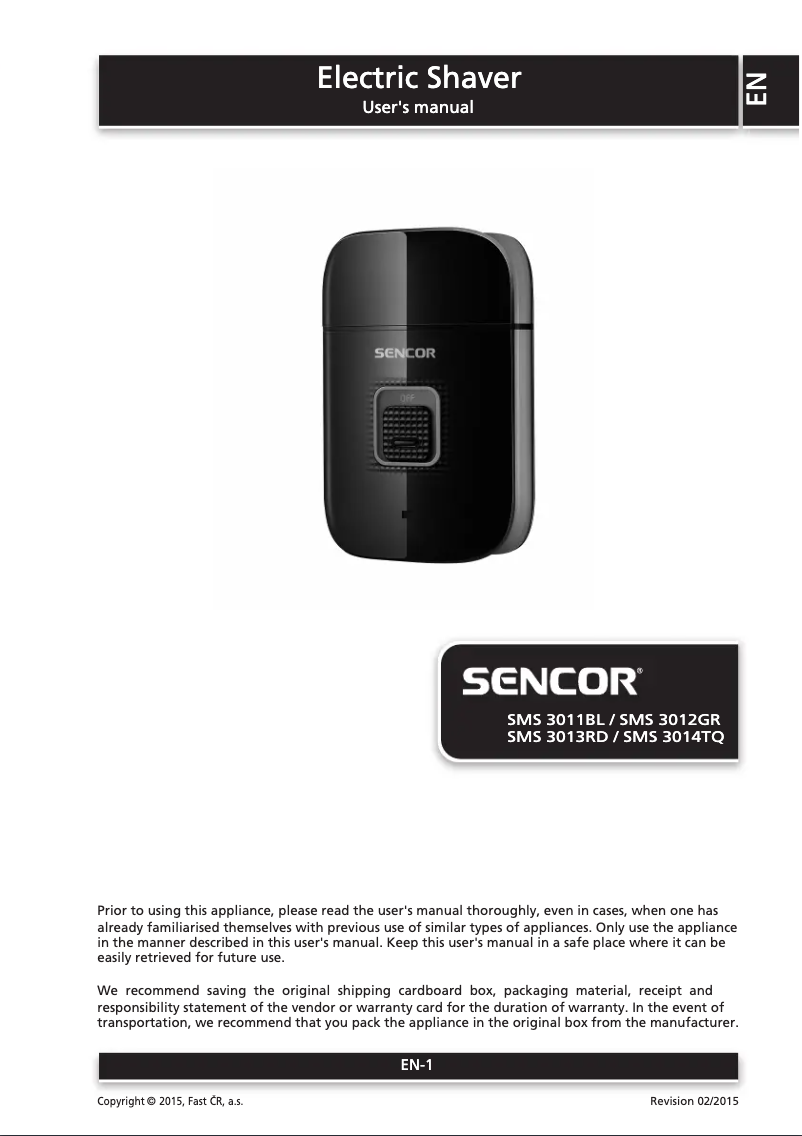 Page n°1 - Manuel utilisateur Sencor SMS 3014TQ