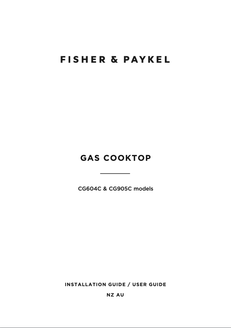 Page n°1 - Guide d'installation Fisher & Paykel CG604CLPX2