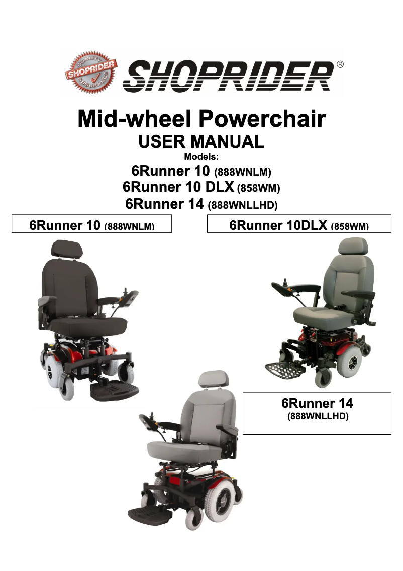 Page 1 de la notice Manuel utilisateur Shoprider 6Runner 14