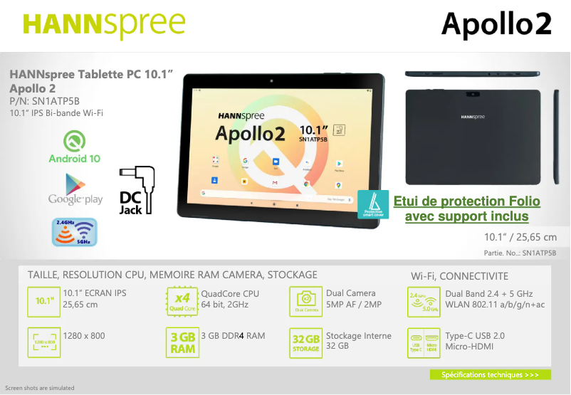 Page 1 de la notice Manuel utilisateur Hannspree Pad Apollo 2