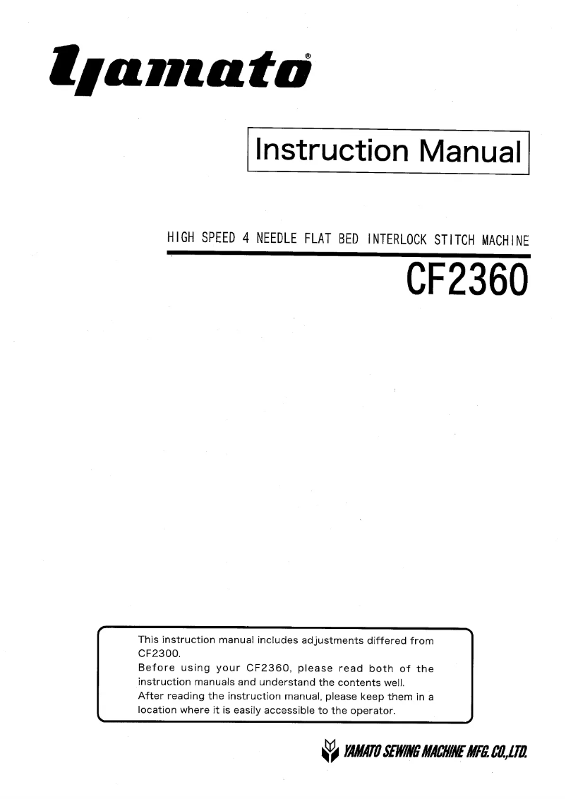 Page 1 de la notice Manuel utilisateur Yamato CF2360