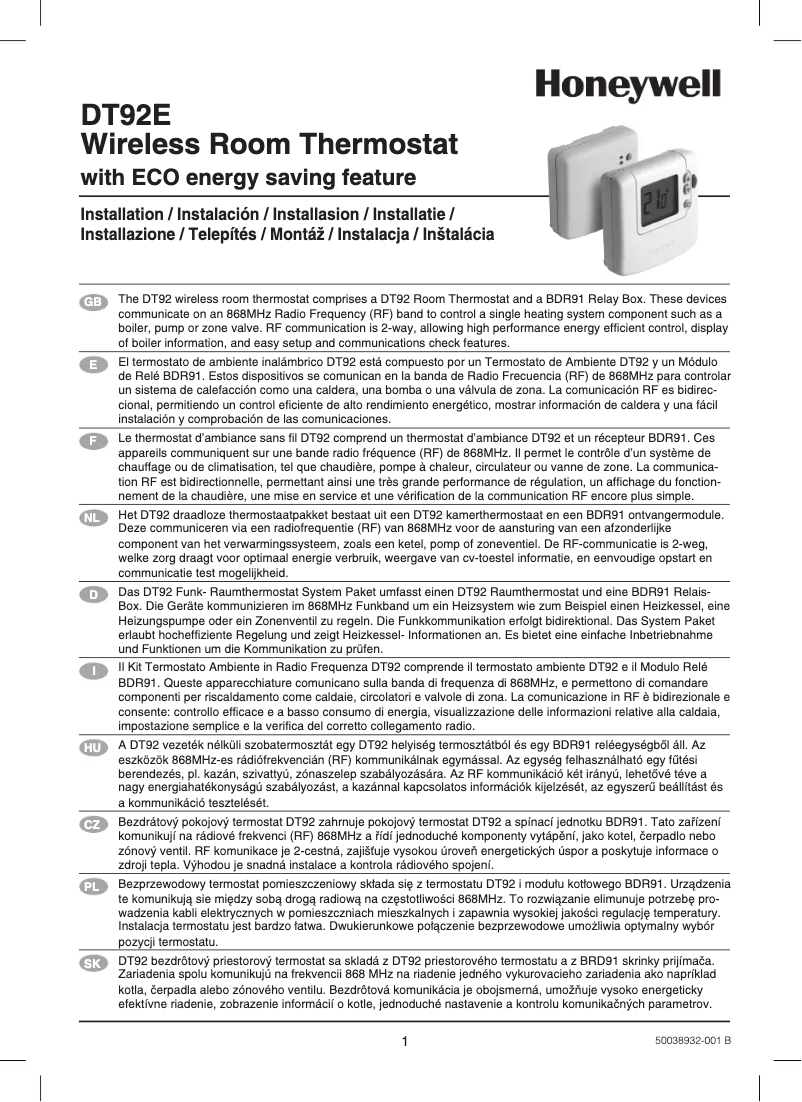 Image de la première page du manuel de l'appareil DT92E