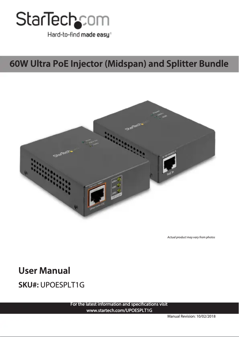 Page n°1 - Manuel utilisateur StarTech.com UPOESPLT1G