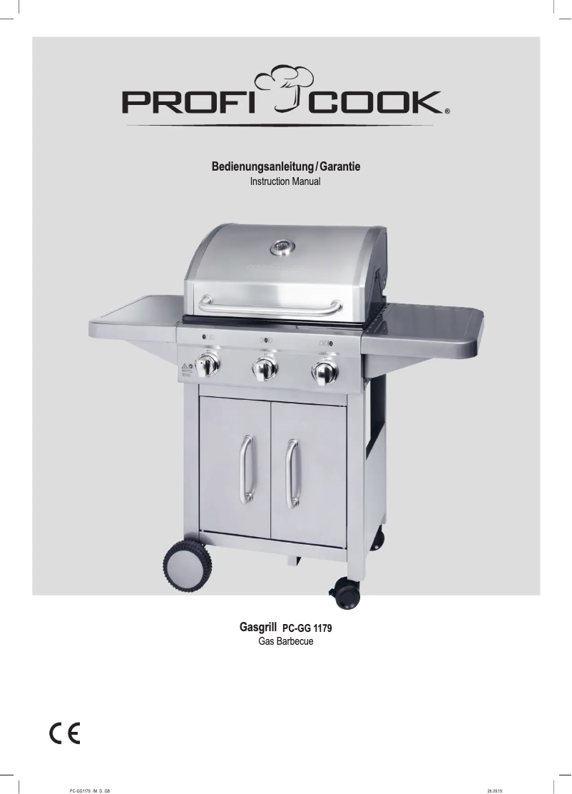 Page n°1 - Manuel utilisateur ProfiCook PC-GG 1179