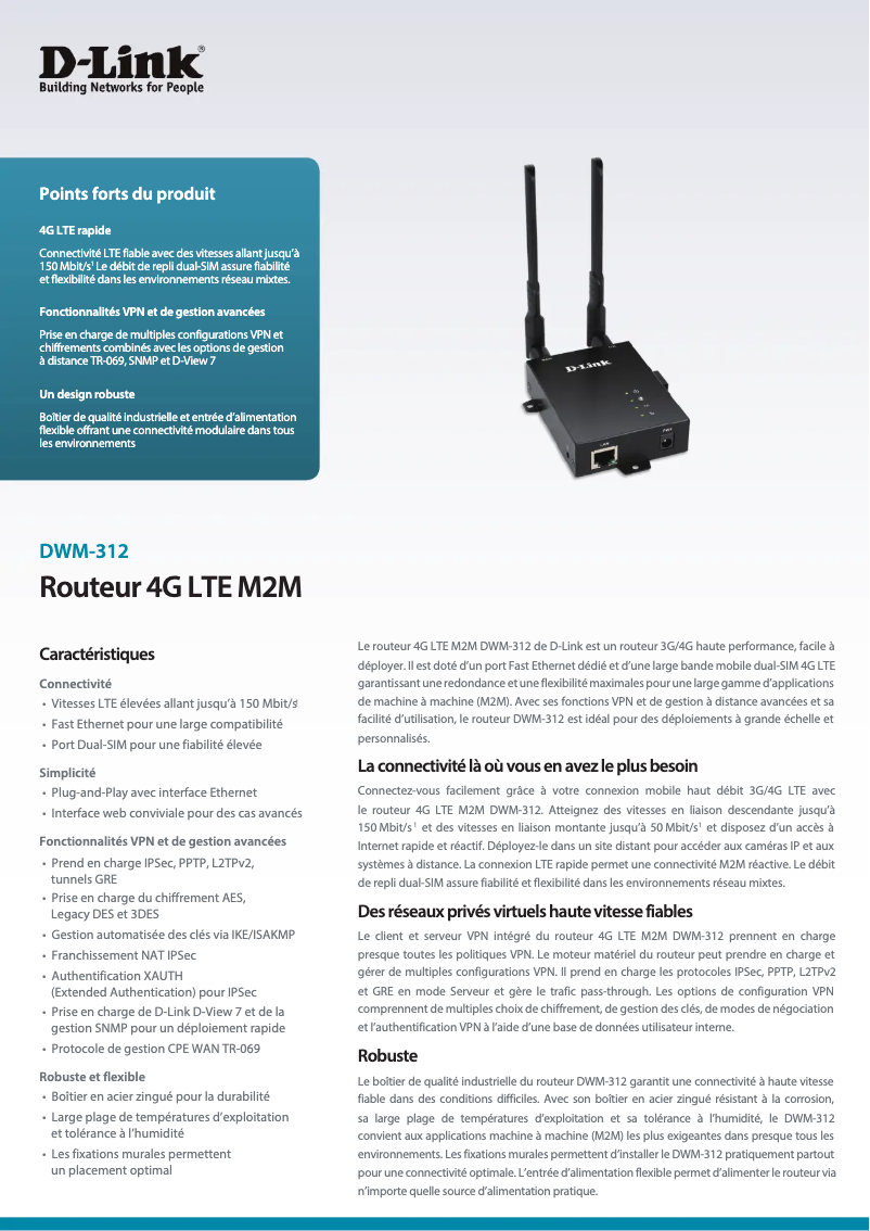 Página 1 del manual Ficha técnica D-Link DWM-312