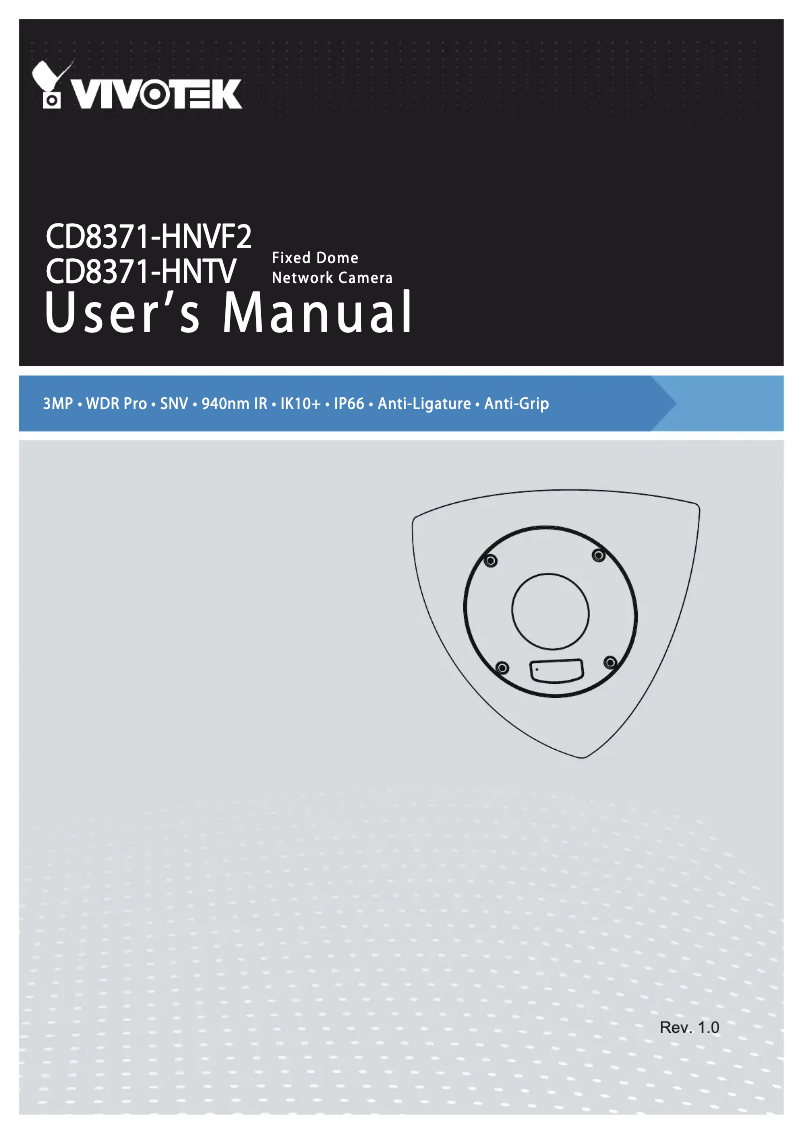 Page 1 de la notice Manuel utilisateur Vivotek CD8371-HNTV