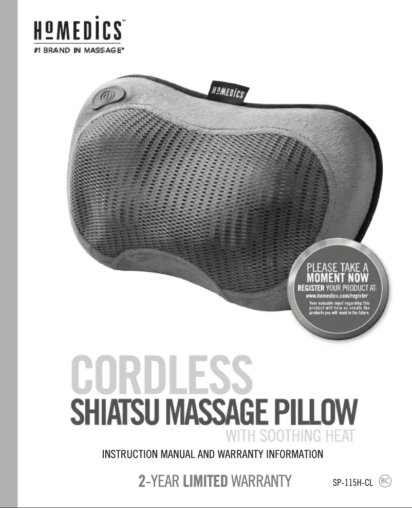 Page 1 de la notice Manuel utilisateur Homedics SP-115HJ