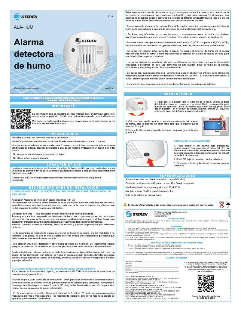 Página 1 del manual Manual de usuario Steren ALA-HUM
