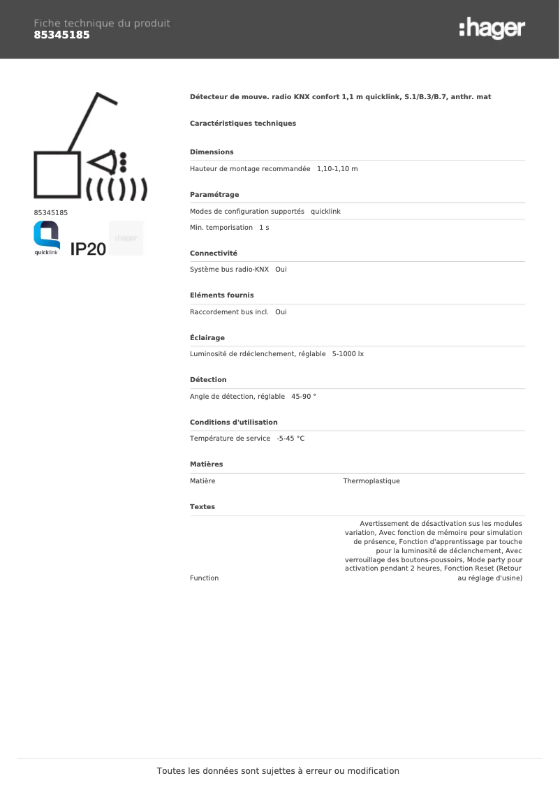 Image de la première page du manuel de l'appareil 85345185