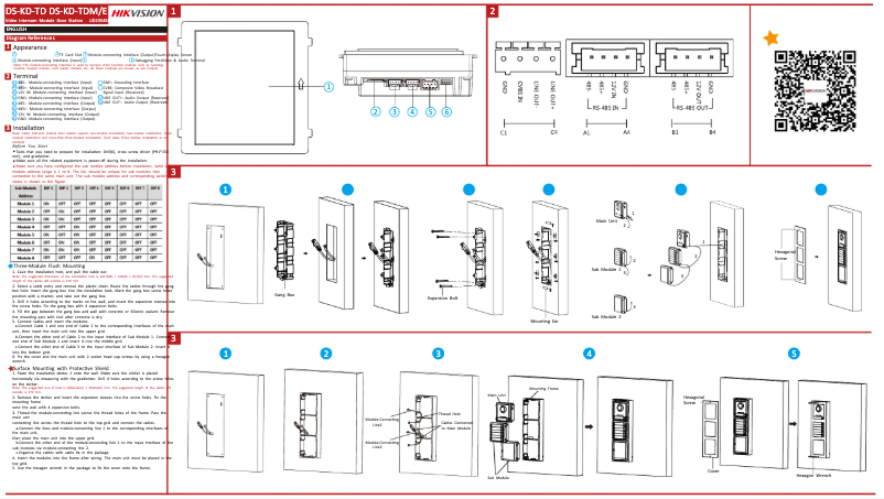 Página 1 del manual Guía de inicio rápido Hikvision DS-KD-TDM