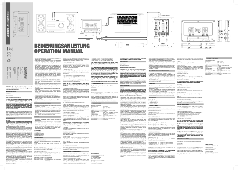 Page 1 de la notice Manuel utilisateur Reloop Tape 2