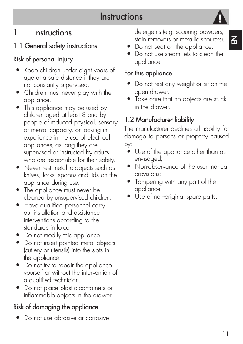 Page 1 de la notice Manuel utilisateur Smeg CP115N