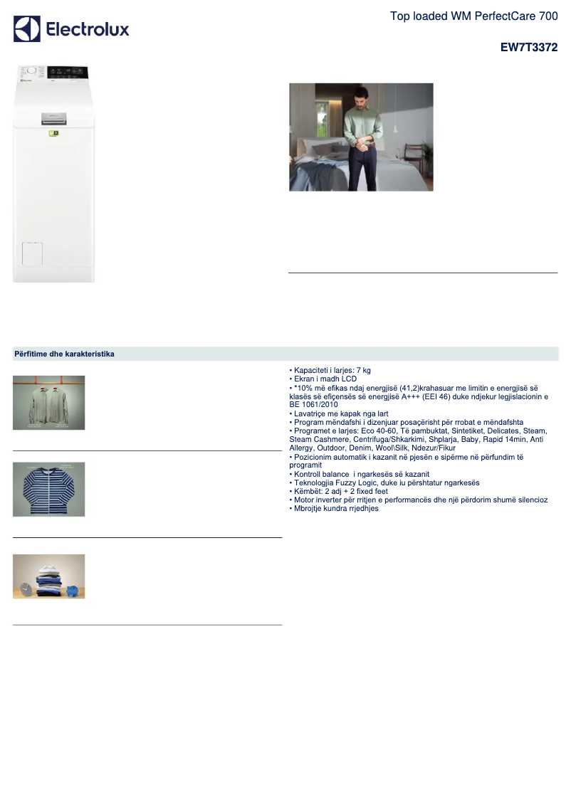 Page n°1 - Fiche technique Electrolux EW7T3372
