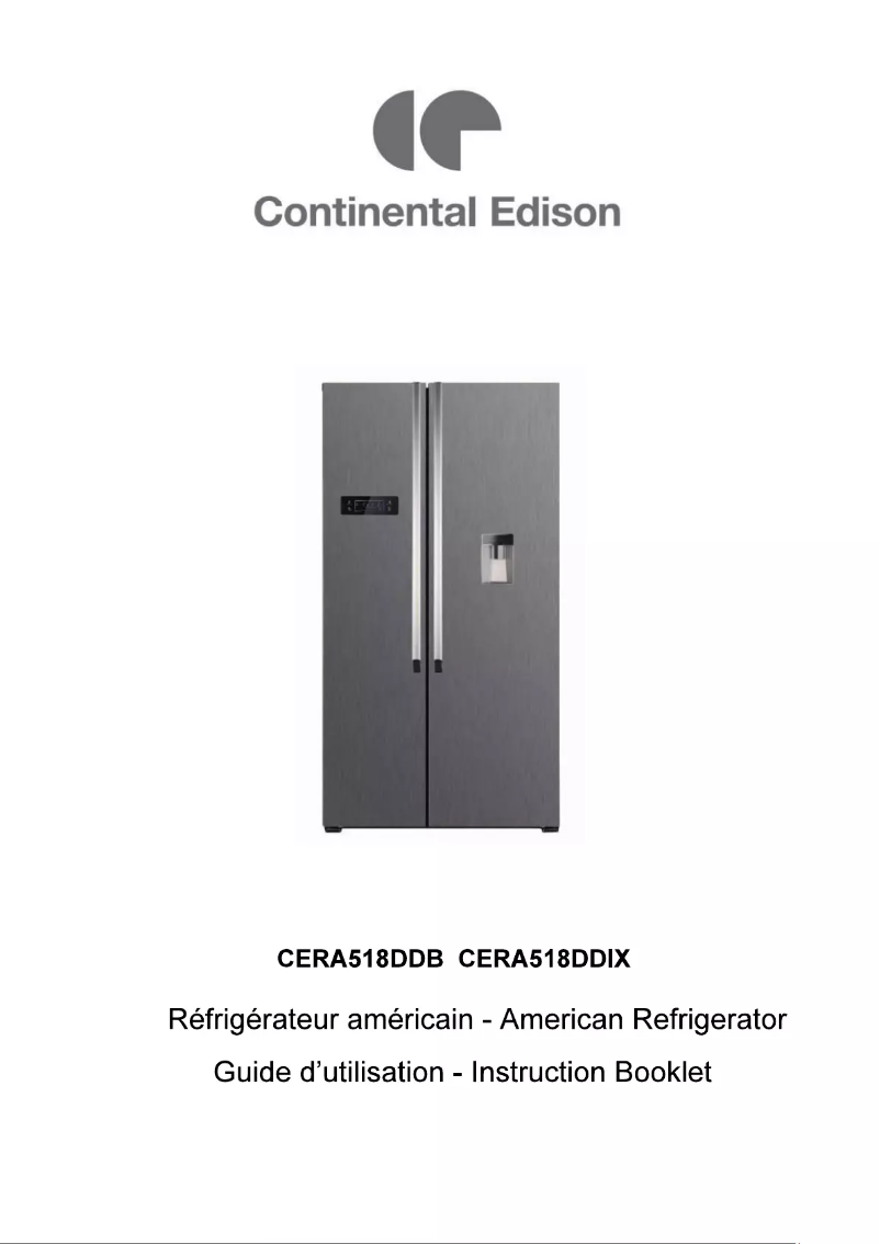Page 1 de la notice Manuel utilisateur Continental Edison CERA518DDB