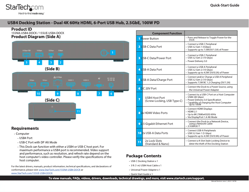 Page n°1 - Manuel utilisateur StarTech.com 155UE-USB4-DOCK