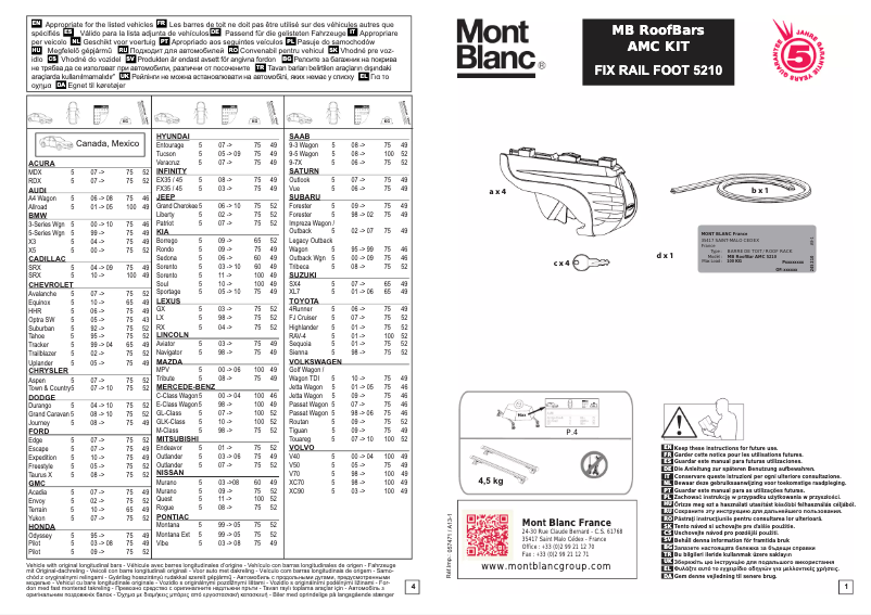 Page n°1 - Manuel utilisateur Mont Blanc AMC 5210