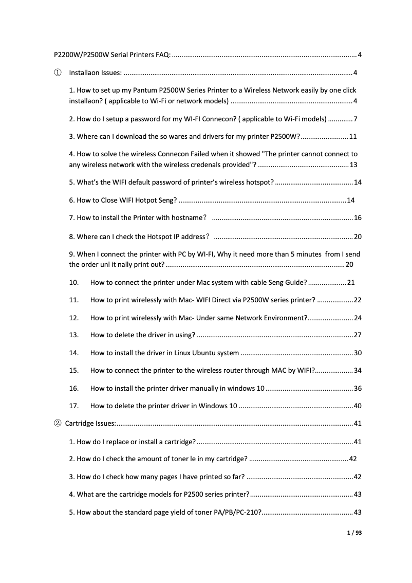 Page n°1 - FAQ Pantum P2509