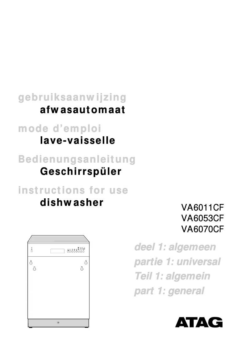 Page n°1 - Manuel utilisateur Atag VA6011CF