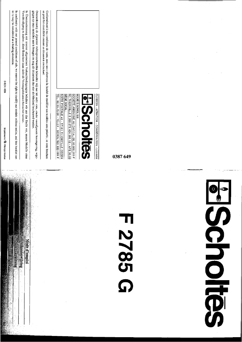 Imagen de la primera página del manual del dispositivo F 2785 G