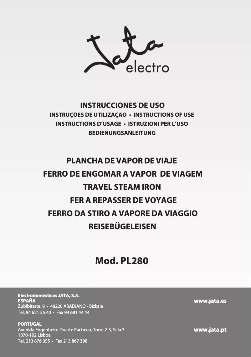 Page 1 de la notice Manuel utilisateur Jata PL280