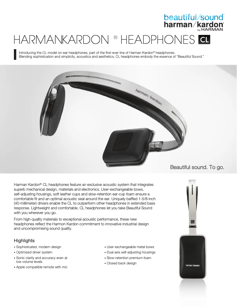 Page n°1 - Manuel utilisateur Harman Kardon CL