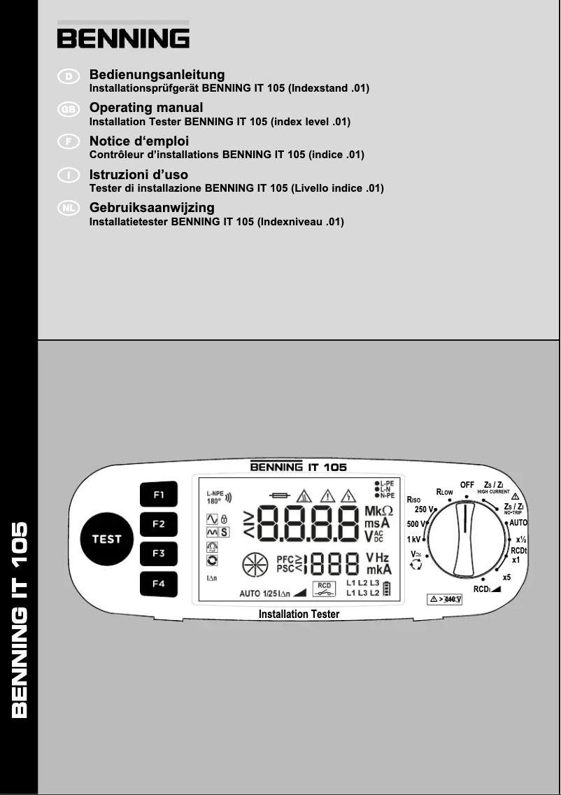 Page 1 de la notice Manuel utilisateur BENNING IT 105
