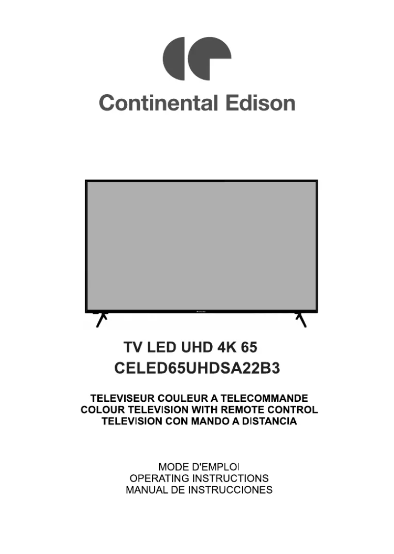 Page 1 de la notice Manuel utilisateur Continental Edison CELED65UHDSA22B3