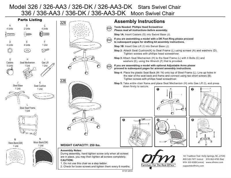 Page n°1 - Manuel utilisateur OFM Stars Swivel